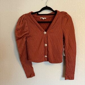 Haute Monde Rust Button-Down cropped Cardigan 2 piece set NWT size large
